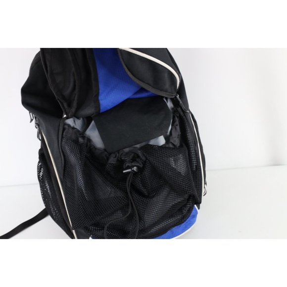 Vintage Adidas Fresh Park Spell Out Striped Soccer Ball Holder Backpack Bag Blue - Picture 10 of 11